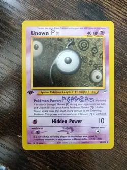 Pokemon Neo Destiny 1st Edition Unown P 58/105 Non Holo NM-MINT - Image 1