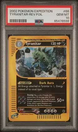 Pokemon Tyranitar Expedition Reverse Holo Rare #29 PSA 10 Gem Mint POP 40 - Image 1