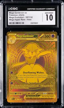 Pokemon Mega Evolution Gold Gardevoir EX 187/132 CGC GEM 10 - Image 1