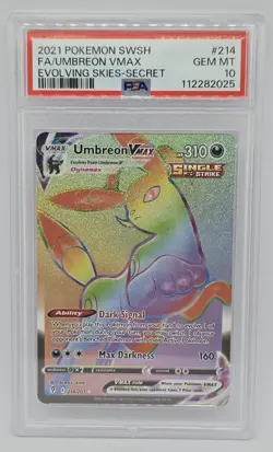 POKEMON PSA 10 - UMBREON VMAX FULL ART SECRET RARE 214/203 - EVOLVING SKIES HOLO - Image 1
