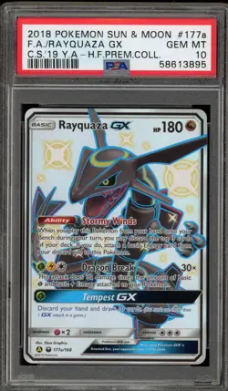 Pokemon Rayquaza GX Hidden Fates Premium Coll. Full Art #177a PSA 10 Gem Mint - Image 1