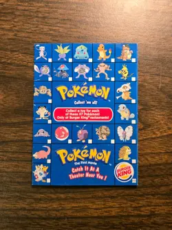 Pokemon 1999 Burger King Movie Checklist Promo Card Vintage First Movie Poliwag - Image 1