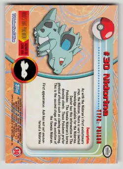 Nidorina #30 Topps Trading Cards Series 1 Pokemon LP - Image 2
