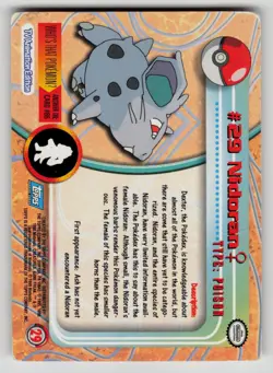 Nidoran #29 Topps Trading Cards Series 1 Pokemon MP - Image 2