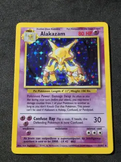 Alakazam 1/102 Base Set Unlimited Holo Pokemon Card - Image 2