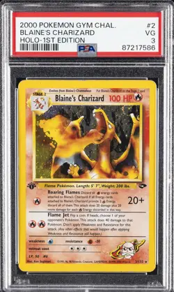 2000 POKEMON GYM CHALLENGE HOLO-1ST EDITION #2 BLAINE'S CHARIZARD PSA 3 - Image 1