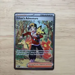 Pokemon Destined Rivals Ethan's Adventure Holo Secret Rare SAR #236/182 - Image 1