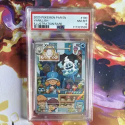 PSA 8 2023 Pokemon SV04 Paradox Rift Vanillish 190/182 Illustration Rare Holo EN - Image 1