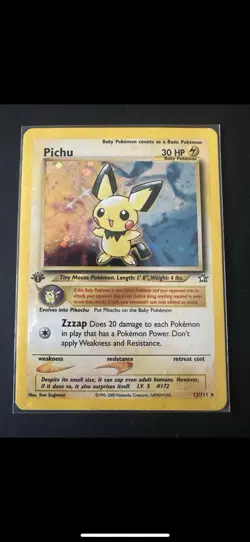 Pokemon TCG Neo Genesis Pichu 12/111 Holo Rare 1st Edition 2000 English - Image 1