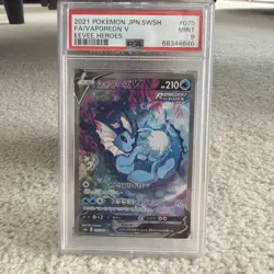 2021 POKEMON KOREAN SWORD & SHIELD EEVEE HEROES #075 FULL ART/VAPOREON V PSA 9 - Image 1