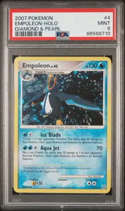 EMPOLEON 2007 POKEMON DIAMOND & PEARL HOLO 4/130 (HOLO BLEED) PSA 9 MINT - Image 1
