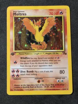 Moltres 1st Edition 12/62 Fossil Holo Rare Pokemon Card WOTC - Image 1