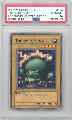 PSA 10 - Yu-Gi-Oh Card - LOB-104 - TRIPWIRE BEAST (c) *1st Edition* - GEM MINT - Image 1