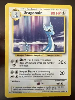 Dragonair 18/102 Rare Base Set Unlimited Pokemon Card LP - Image 1