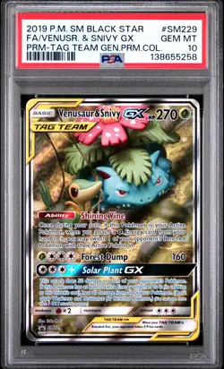 Pokemon Venusaur & Snivy GX SM229 Black Star Promo PSA 10 GEM MINT - Image 1