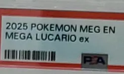 2025 Pokemon Mega Evolution #077 MEGA LUCARIO EX 77/132 - PSA 10 Gem Mint - Image 3
