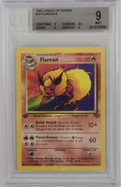 1999 Pokemon Jungle 1st Edition Flareon R #19 BECKETT 9 MINT - Image 1