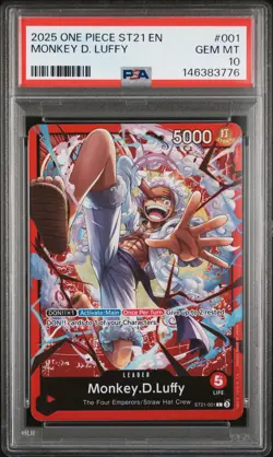 2025 ONE PIECE STARTER DECK ST21-EX GEAR 5 #001 MONKEY D. LUFFY PSA 10 - Image 1