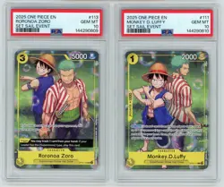 2025 One Piece Set Sail Event Monkey D. Luffy & Zoro Sequential PSA 10 - Image 1