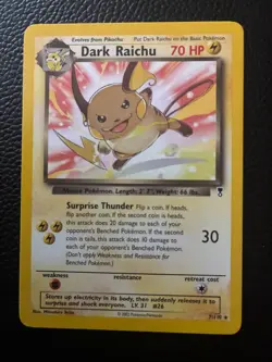 Pokemon TCG Dark Raichu Legendary Collection 7/110 Rare Team Rocket Set Card - Image 1