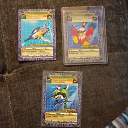 Bandai Digimon Submarimon Hawkmon Shurimon Lot 3 Cards BO-126 BO-111 2000 - Image 1
