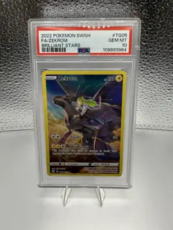 2022 POKEMON SWORD & SHIELD BRILLIANT STARS #TG05 FULL ART/ZEKROM PSA 10 - Image 1
