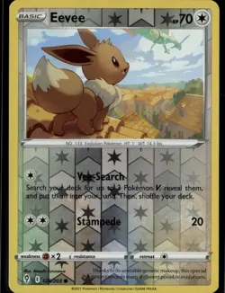 Eevee Common SWSH07: Evolving Skies 125/203 Colorless Reverse Holo Pokemon Card - Image 1