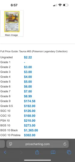 Pokemon 2002 Tauros Legendary Collection PSA 10! - Image 2