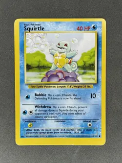 Pokemon 4th Print ERROR Off Center Squirtle 1999-2000 Base Set 63/102 WOTC - Image 1
