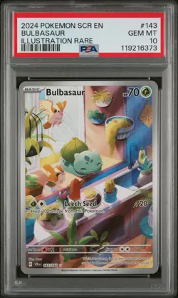 2024 POKEMON SCR EN-STELLAR CROWN ILLUSTRATION RARE #143 BULBASAUR PSA 10 - Image 1
