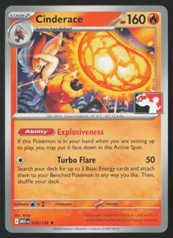 Cinderace 028/132 Play! Pokemon Prize Pack Series 8 Stamped Non-Holo NM - Image 1