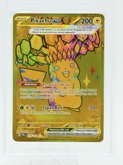 PIKACHU EX #179 HYPER RARE GOLD 2025 POKEMON PRE EN PRISMATIC EVOLUTIONS PSA 8 - Image 2