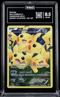 Pokemon Pikachu Full Art 2016 Generations Radiant Collection #RC29 TAG 8.5 NM MT - Image 1