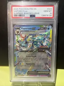 2025 Pokemon Vaporeon EX Prismatic Stamped Promo PSA 10 GEM MT - Image 1