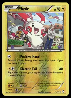 PLUSLE 31/111 COMMON FURIOUS FISTS POKEMON REVERSE HOLO LP - Image 2