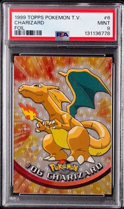 1999 TOPPS POKEMON TV FOIL #6 CHARIZARD PSA 9 - Image 1