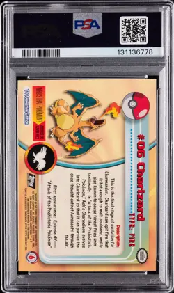 1999 TOPPS POKEMON TV FOIL #6 CHARIZARD PSA 9 - Image 2