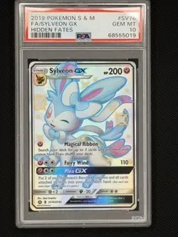 2019 Pokemon Sun & Moon Hidden Fates Sylveon GX Fa Hidden Fates PSA 10 #SV76 - Image 1