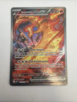 Pokemon Team Rocket's Moltres EX 229/182 Sv10 SIR Holo 220 HP 110 Attack - Image 3