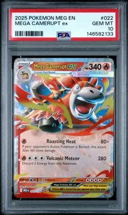 2025 POKEMON MEG EN-MEGA EVOLUTION #022 MEGA CAMERUPT EX PSA 10 LOW POP FREE S&H - Image 1