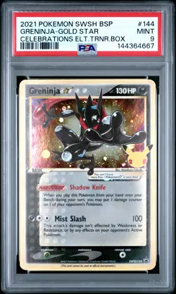 2021 POKEMON SWSH BLACK STAR PROMO #144 GRENINJA-GOLD STAR PSA 9 - Image 1