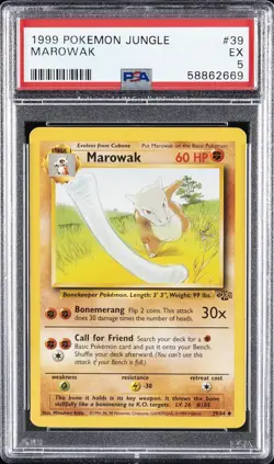 1999 POKEMON JUNGLE #39 MAROWAK PSA 5 - Image 1