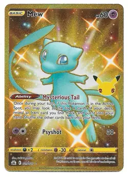 Mew (Secret) 025/025 2021 Pokemon Celebrations Holo Full Art - LP Lightly Played - Image 1