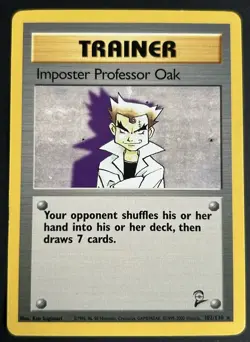Pokemon TCG Imposter Professor Oak Trainer Base Set 2 Rare 102/130 NM - Image 1