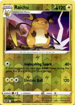 RAICHU 050/195 UC SILVER TEMPEST POKEMON REVERSE HOLO MP - Image 1