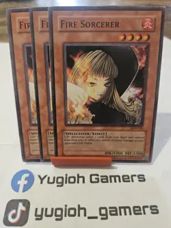 Yu-Gi-Oh Fire Sorcerer X3 LON Unlimited Common Light Played - Image 1