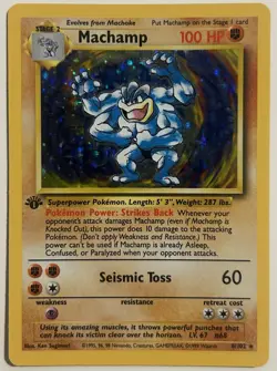 Pokemon TCG Machamp 8/102 Holo 1st Edition Base Set Card NM CLEAN! Vintage - Image 1