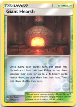 Giant Hearth 197/236 Uncommon Unified Minds Pokemon Reverse Holo Near Mint - Image 1