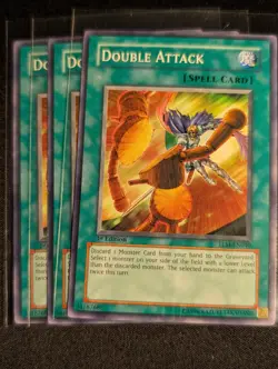 Yugioh - 3x Double Attack TLM-EN040 1st Edition Common NM - Image 1