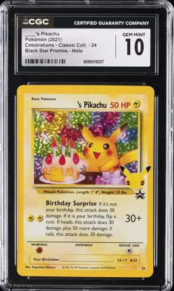 2021 POKEMON #24 ___'S PIKACHU CGC 10 GEM MINT - Image 1